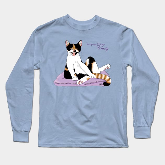 Classy Cat Long Sleeve T-Shirt by tigressdragon